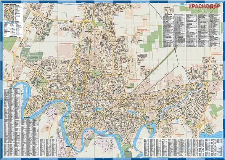 Карта пригородов краснодара подробная